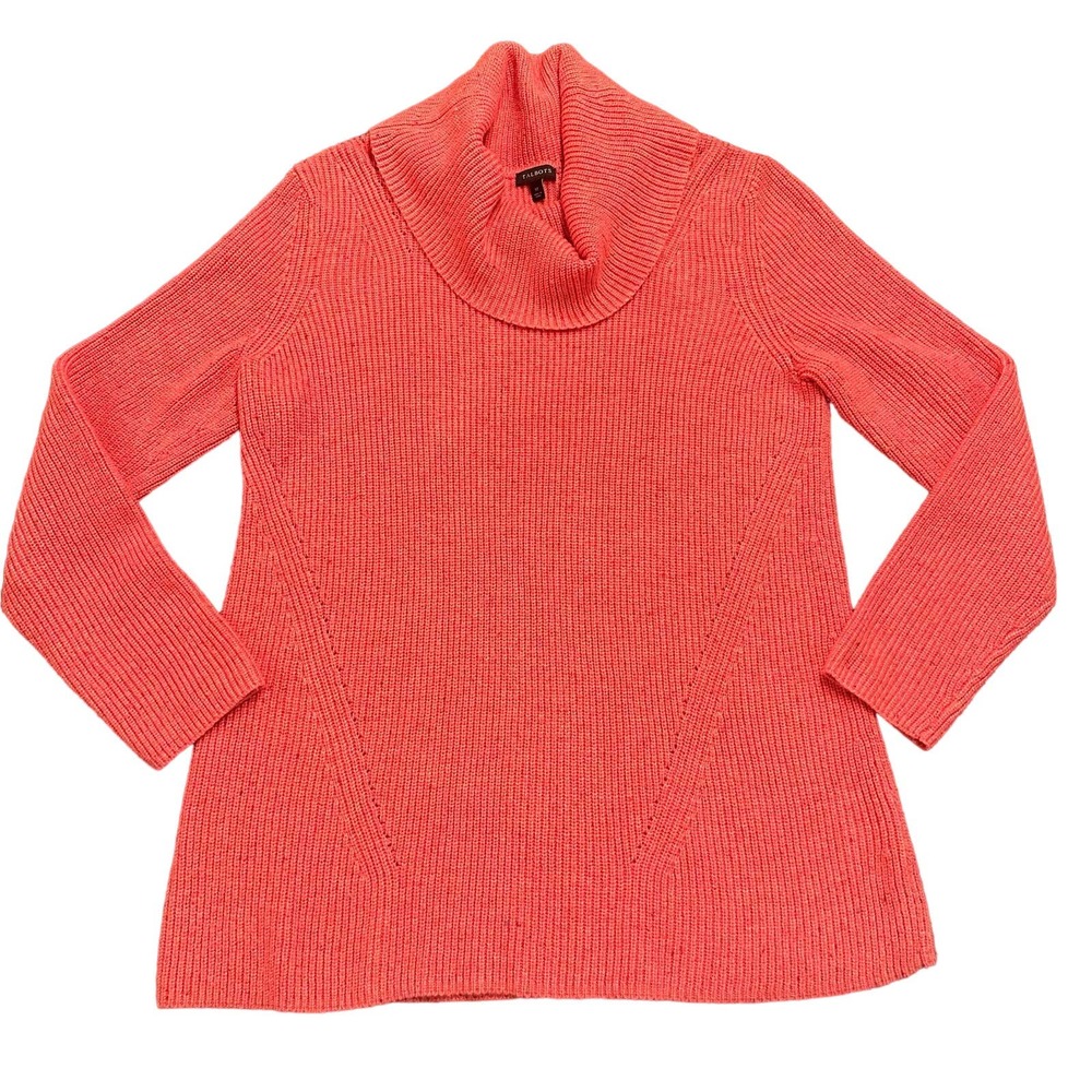 Talbots Womens pink marked ribbed cowl neck tunic sweater Medium